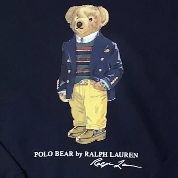 Ralph Lauren Navy Blue Hoodie with Bear Graphic - Picture 6 of 7